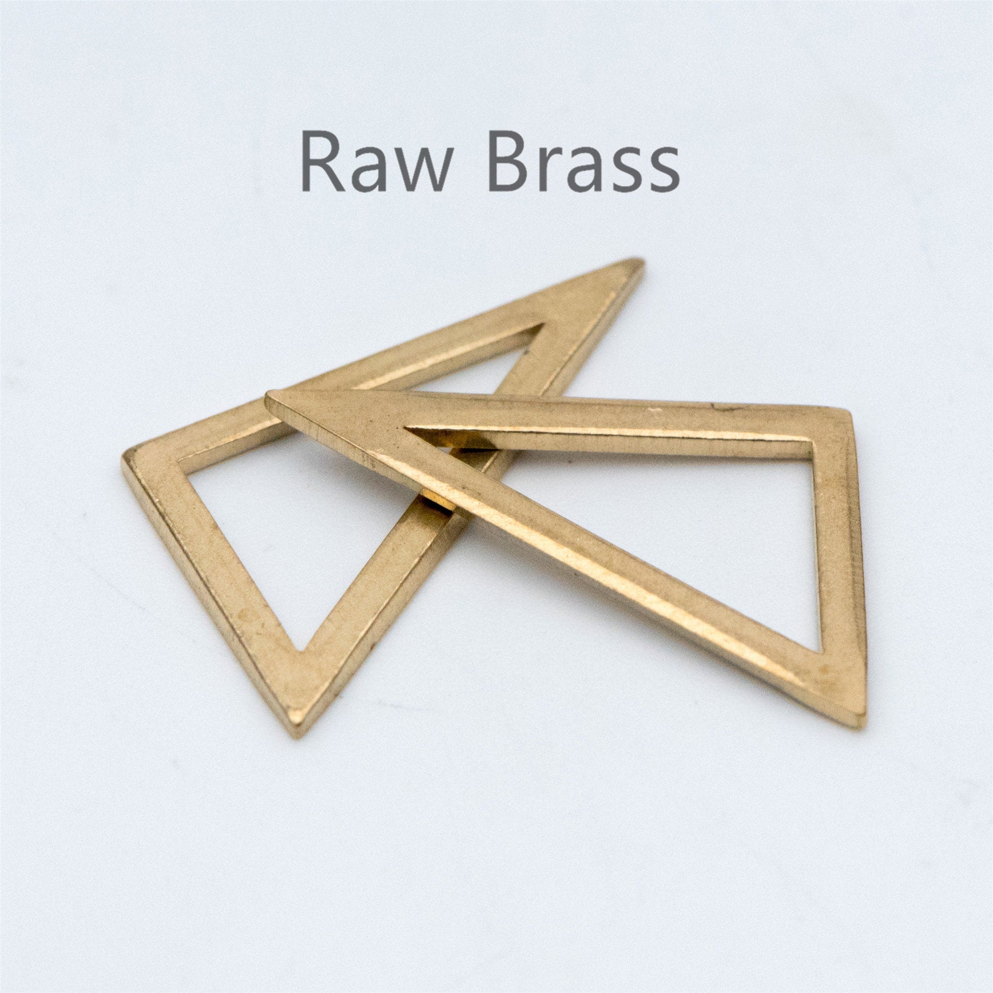 20pcs Raw Brass Triangle Pendants 22x15mm, Geometric Link Charms (RB-115)